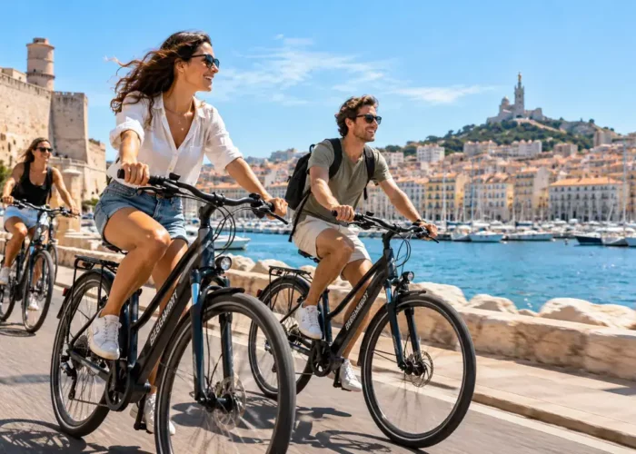 Balade à vélo sur le Vieux-Port à marseille location de vélo à marseille